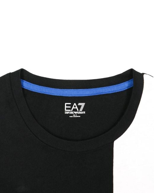 EA7 Black Logo Printed Round Collar T-Shirt for men