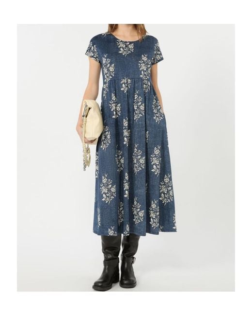 Weekend by Maxmara Blue Long Printed Jersey Dress