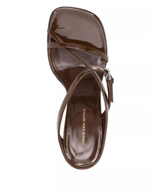 Dries Van Noten Brown Asymmetric Heel Sandals