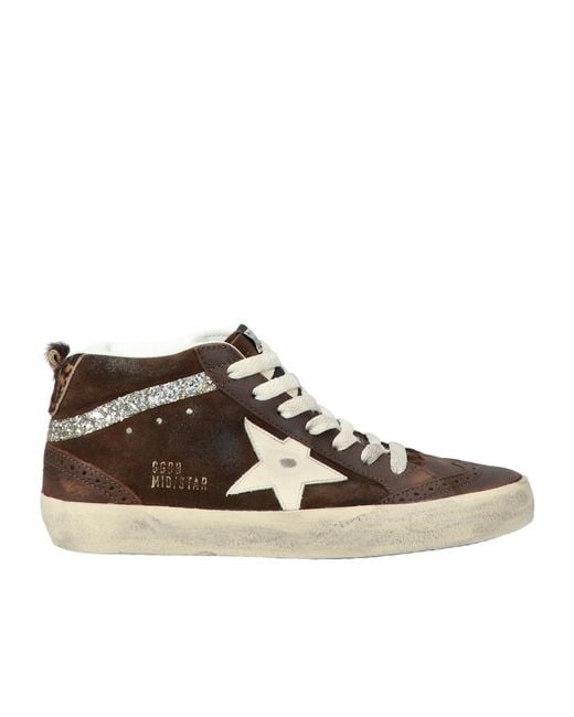 Golden Goose Deluxe Brand Brown Mid Star Glittered Sneakers