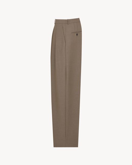 Saint Laurent Natural Mid-Rise Tailored Pants