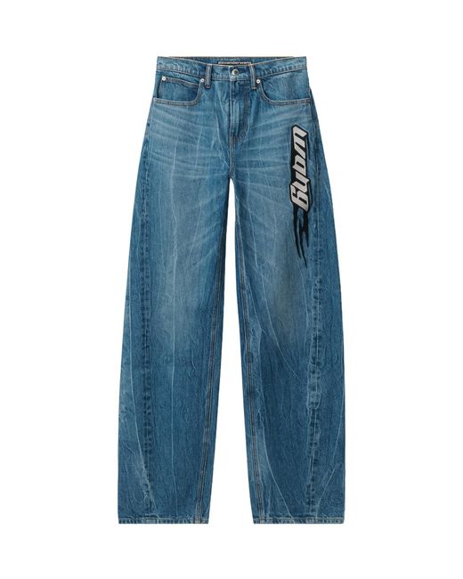 Alexander Wang Blue Blade Logo-Embroidered Balloon Jeans