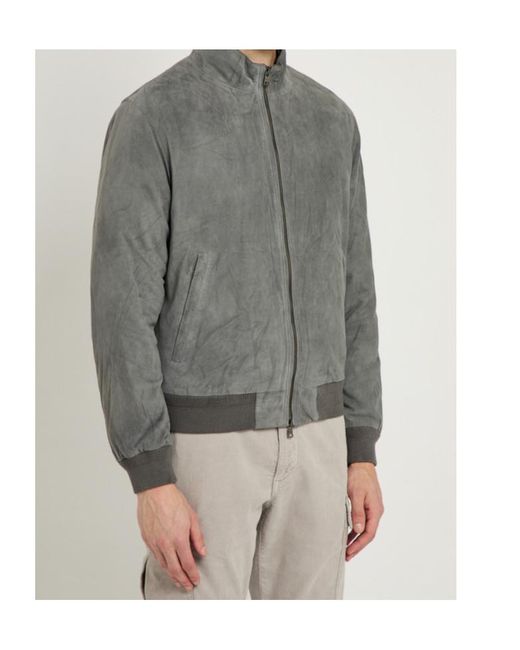 Polo Ralph Lauren Gray Suede Bomber Jacket for men