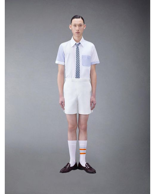 Thom Browne White Panelled Short-Sleeve Shirt for men