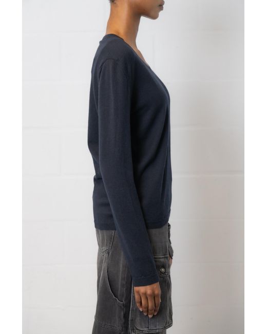 Avant Toi Blue V-Neck Long-Sleeved Sweater