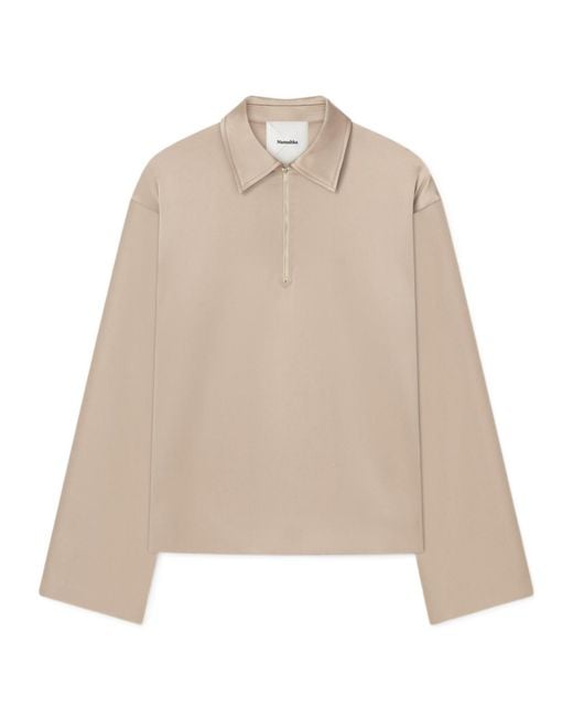 Nanushka Natural Satin Polo Top