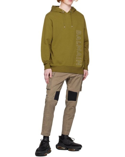 Balmain Green Reflective Logo Hoodie for men