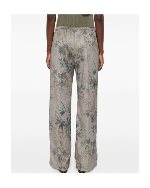 Forte_forte Gray Patterned Casual Trousers