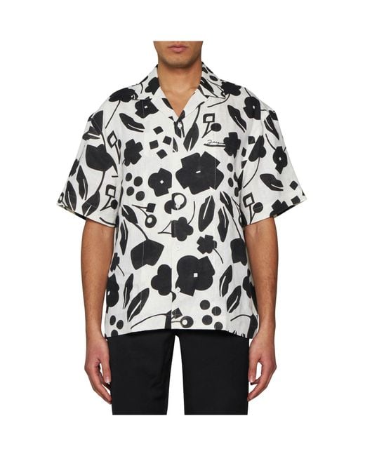 Jacquemus White Graphic Print Short-Sleeved Shirt for men