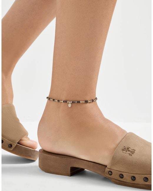 Brunello Cucinelli Metallic Hematite And Sterling Anklet