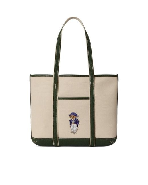 Polo Ralph Lauren Natural Embroidered Patch Shopper Tote