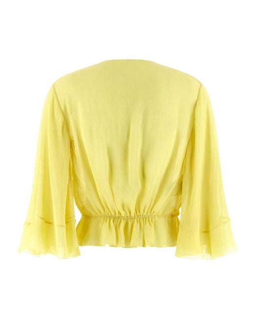 Alberta Ferretti Yellow Ruffled Drawstring Shirt