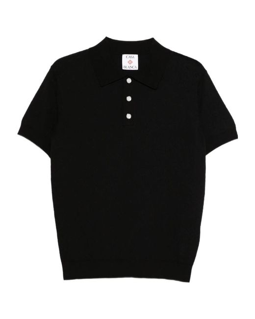 Casablanca Black Short Sleeved Polo Shirt for men