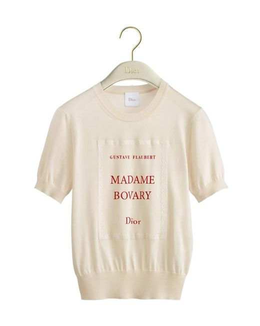 Dior Natural Book Cover Short-Sleeved Sweater