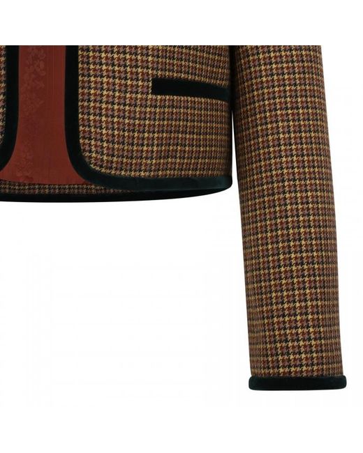 Valentino Brown Houndstooth Crewneck Jacket