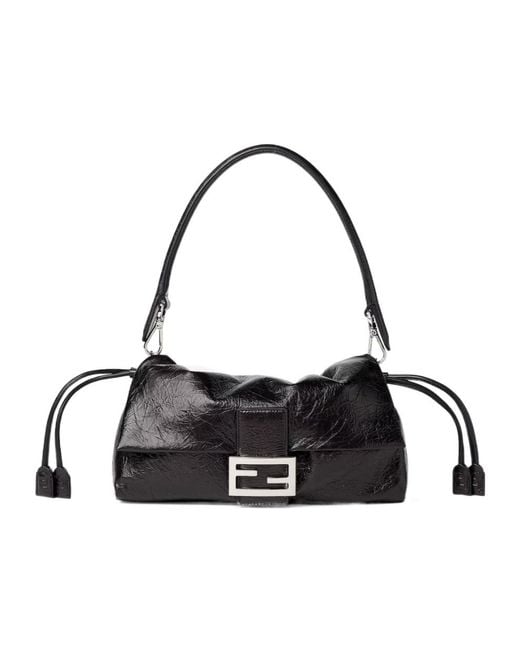 Fendi Black Baguette Soft Medium Shoulder Bag