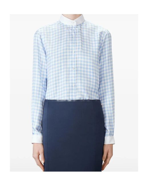 Thom Browne Blue Twill Gingham Shirt
