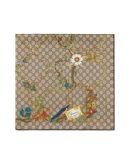 Gucci Natural Floral Print Scarf