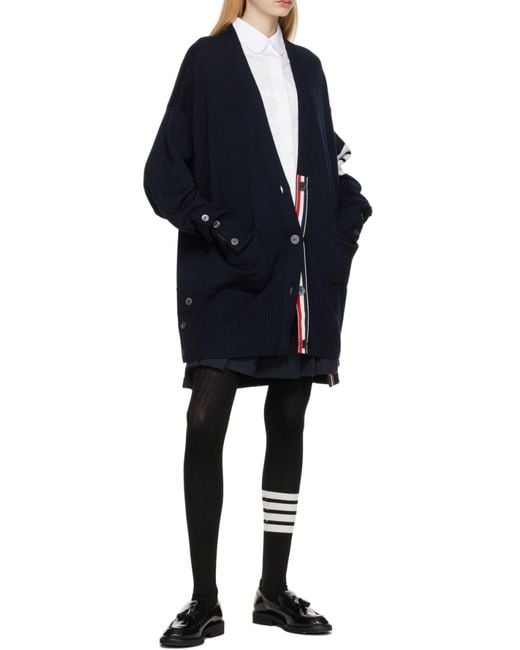 Thom Browne Blue 4-Bar Stripe Cardigan