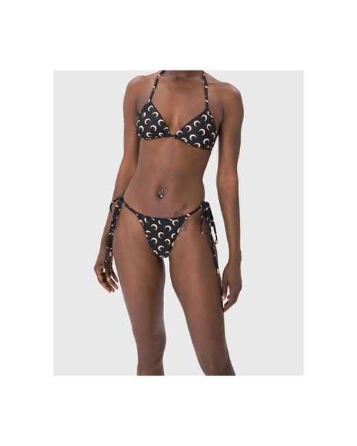 MARINE SERRE White Moon-Print Triangle Bikini
