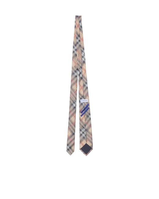 Burberry White Checked Pointed-Tip Tie for men