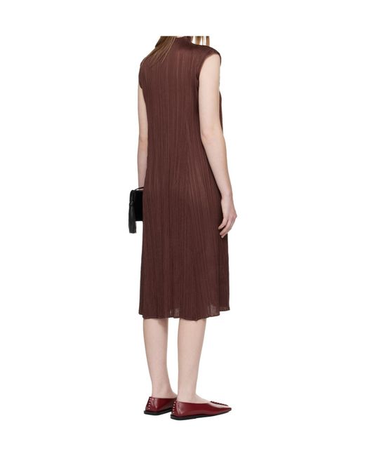 Pleats Please Issey Miyake Red Pleated Midi Dress
