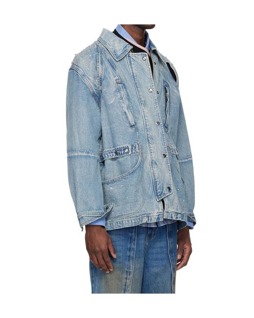 ANDERSSON BELL Blue Jeweled Denim Jacket for men