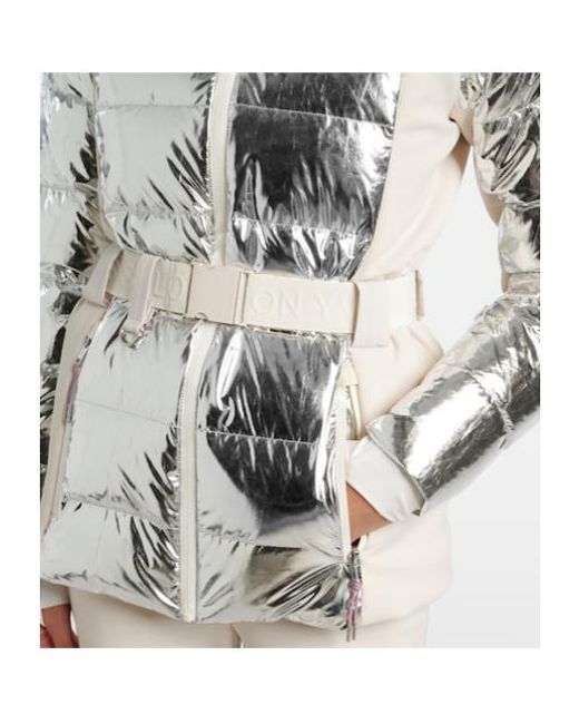 Yves Salomon White Solid-Color Ski Jacket