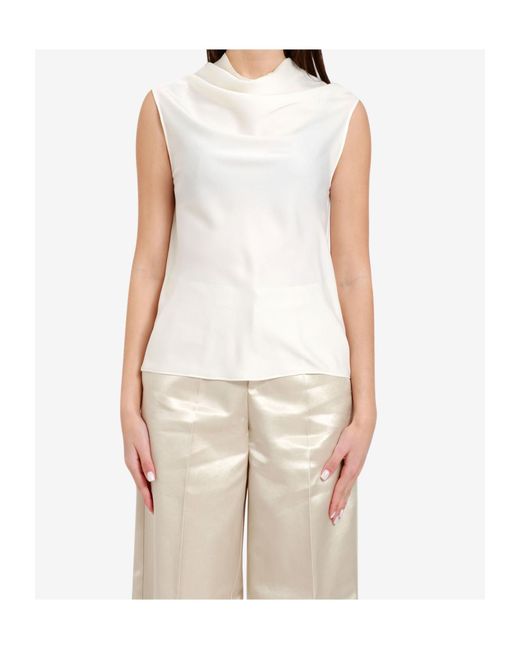 Philosophy Di Lorenzo Serafini White Drape Front Blouse