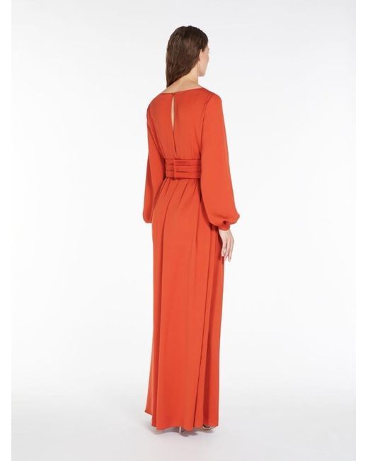 Max Mara Red V-Neck Long-Sleeved Maxi Dress