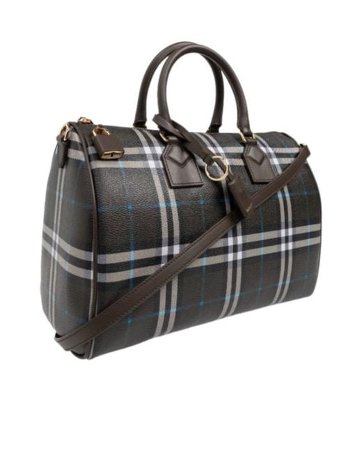 Burberry Black Bowling Checked Medium Handbag