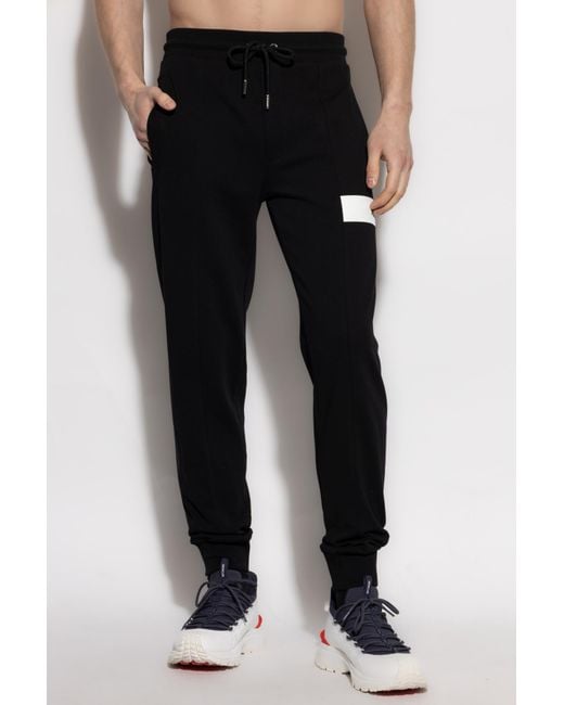 Moncler Black Logo Printed Drawstring Trousers for men