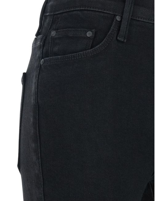 Mother Black Mid-Rise Flared Jeans
