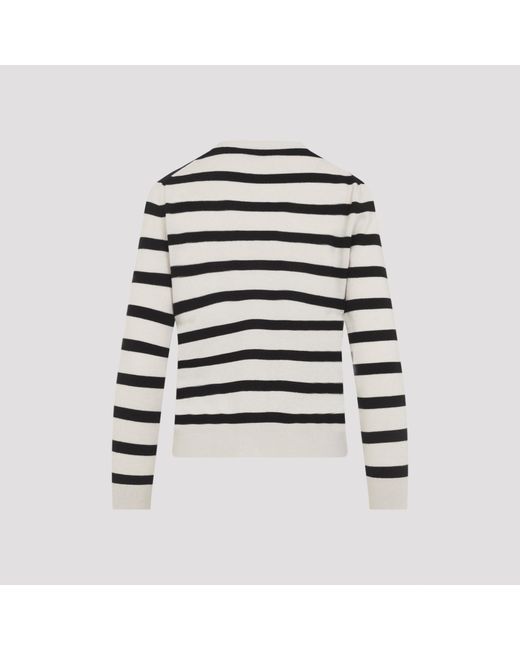 Max Mara White 'S V-Neck Striped Cardigan