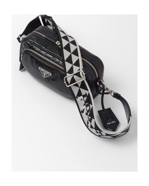 Prada Black Logo Plaque Zipped Shoulder Bag