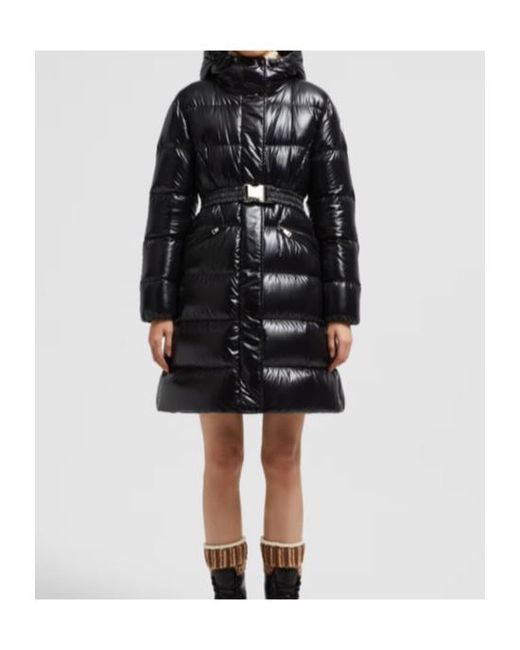 Moncler Black Bellevue Belted Long Down Coat