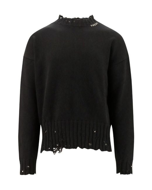 Marni Black Destroyed Effect Sweater for men