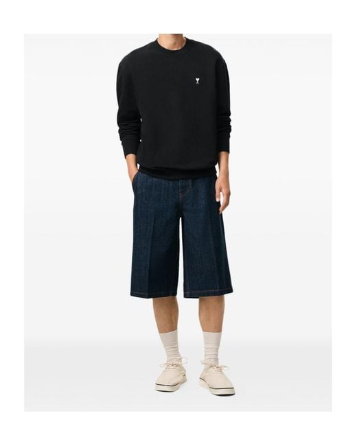 AMI Black Ami De Coeur Crewneck Sweatshirt for men