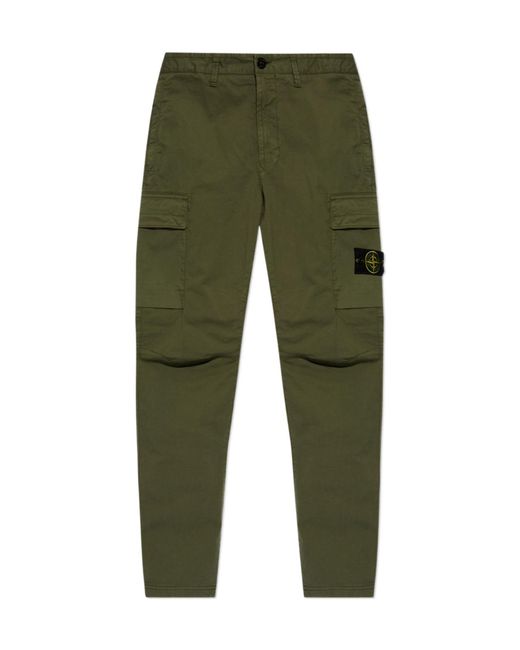 Stone Island Green Compass-Badge Slim-Cut Cargo Trousers for men