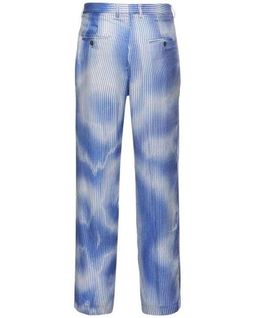 FEDERICO CINA Blue Printed Casual Pants for men
