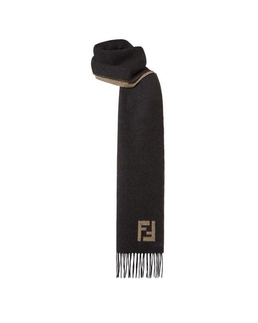 Fendi White Ff Motif Fringed-Edge Scarf for men