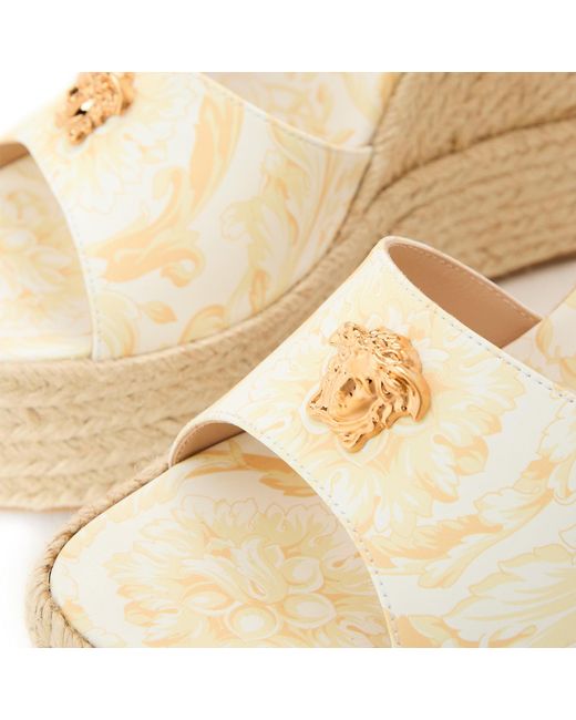 Versace Metallic Straw Wedge Heel Shoes
