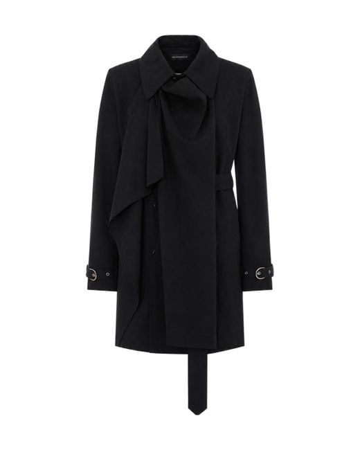 Ann Demeulemeester Black Reppa Asymmetric Trench Coat