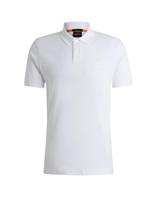 Boss Blue Boss Logo Patch Short Sleeved Polo Shirt for men
