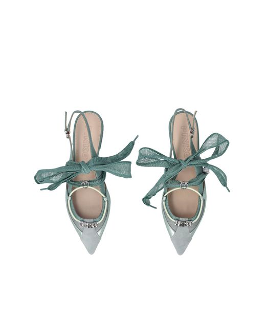 Pinko Green Bow Pointed Toe Slingback Pumps