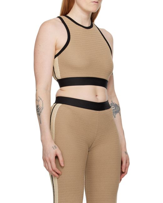 Palm Angels Brown Side Stripe Detailed Knitted Tank Top