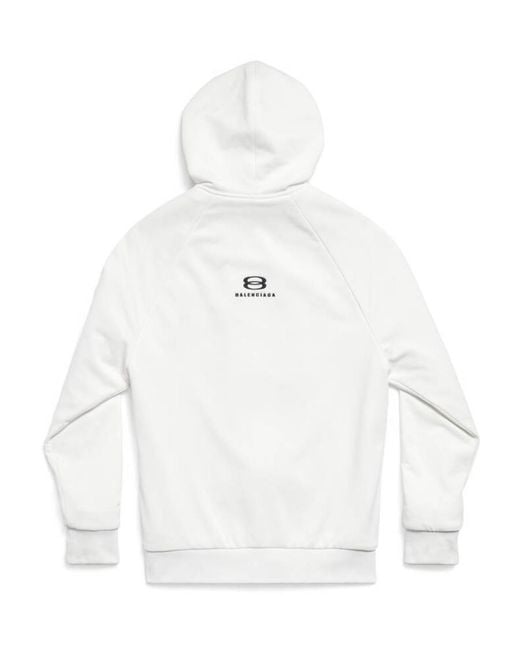 Balenciaga White Long Printed Straight Hem Hoodie for men
