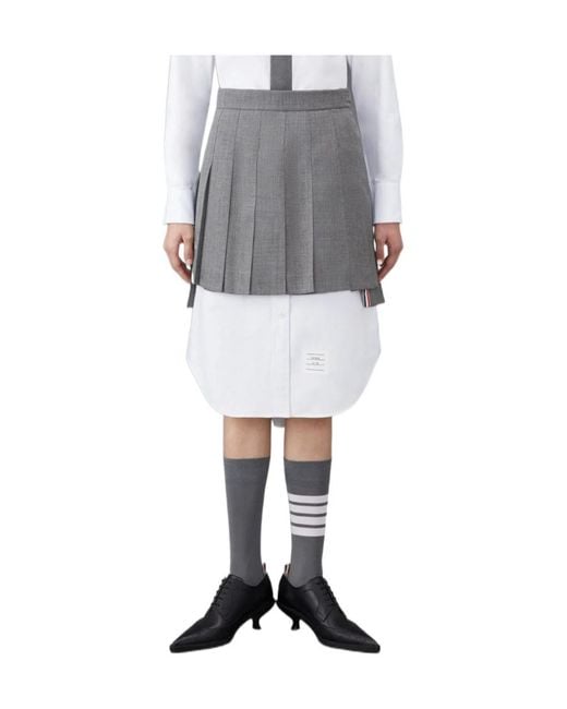Thom Browne Gray Pleated Mini Skirt