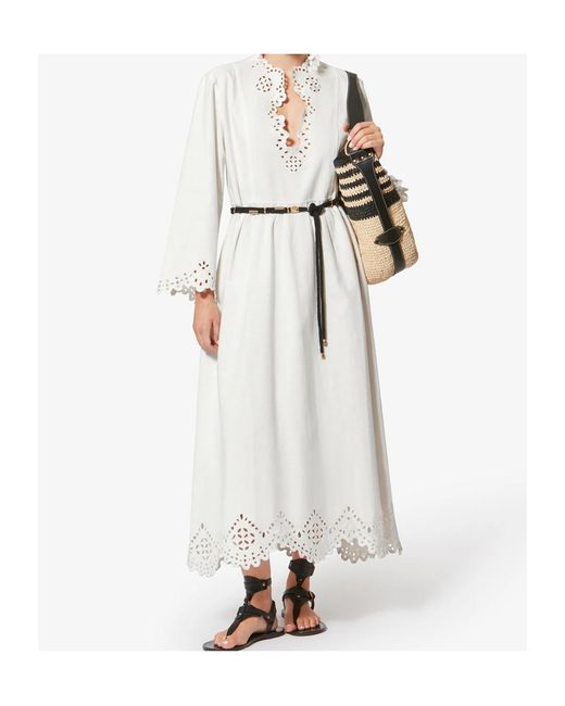 Isabel Marant White Isabel Marant Étoile Tianny Long Sleeve Midi Dress