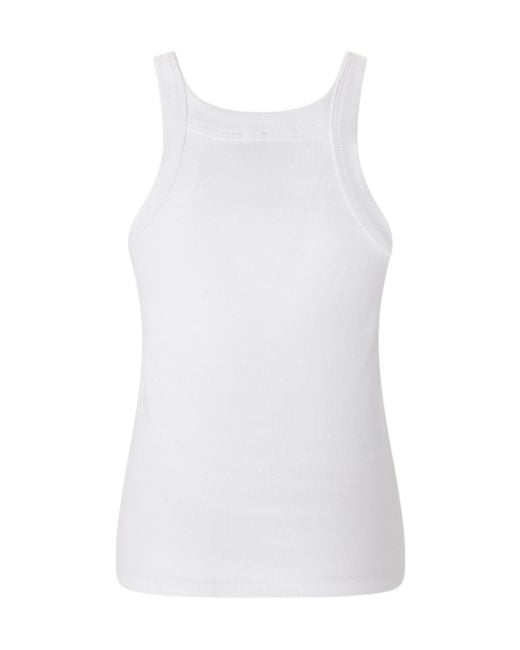 Pinko White Curly Tank Top